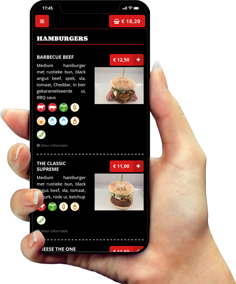 Voorbeeld van onze app op smartphone